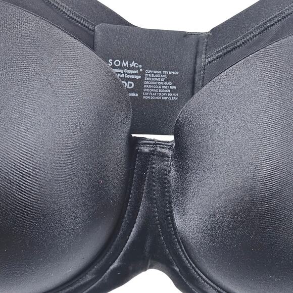 Soma Stunning Support Smooth Full Coverage Black Underwire Bra #072101 Size 42DD - Picture 2 of 7
